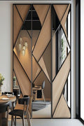 Modern Geometric Wooden and Glass Wall Panels for Premium Interior