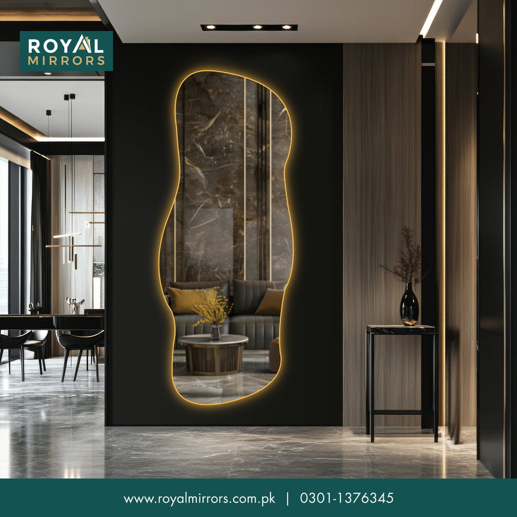 Irregular Full Length Pond Mirror, Aesthetic Bedroom Mirror with LED Lights