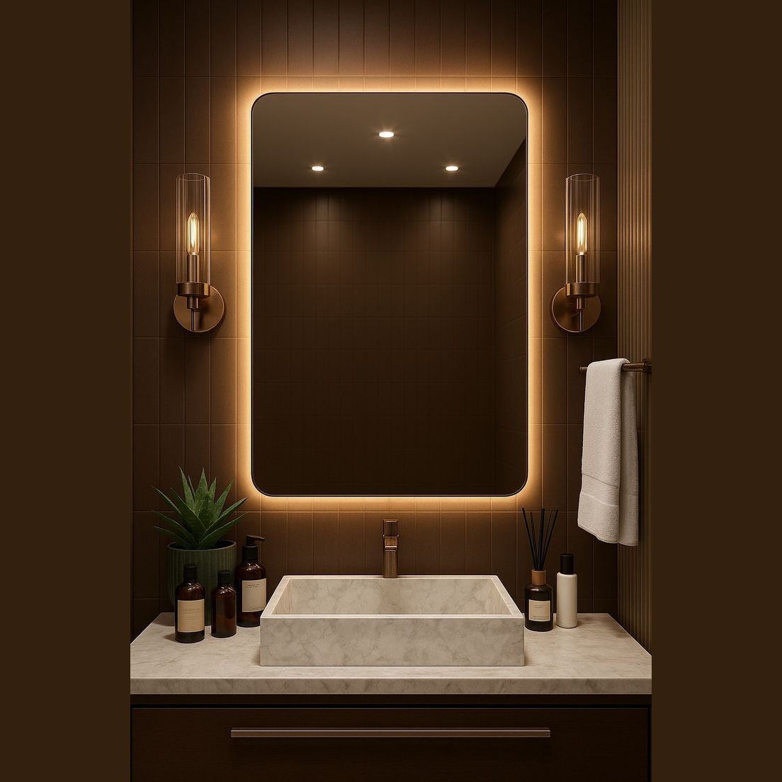 Frameless Backlit LED Rectangle Mirror