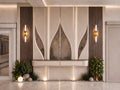Royal Arched Decorative Wall Mirror Panels with Wooden Fluted Trim